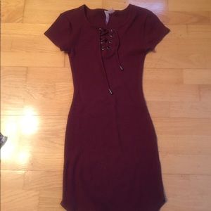 Maroon T-shirt dress
